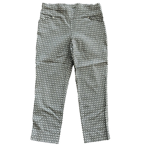 SzM Jules & Leopold Flat front stretchy pull on pants blk/wht geometric VVGUC